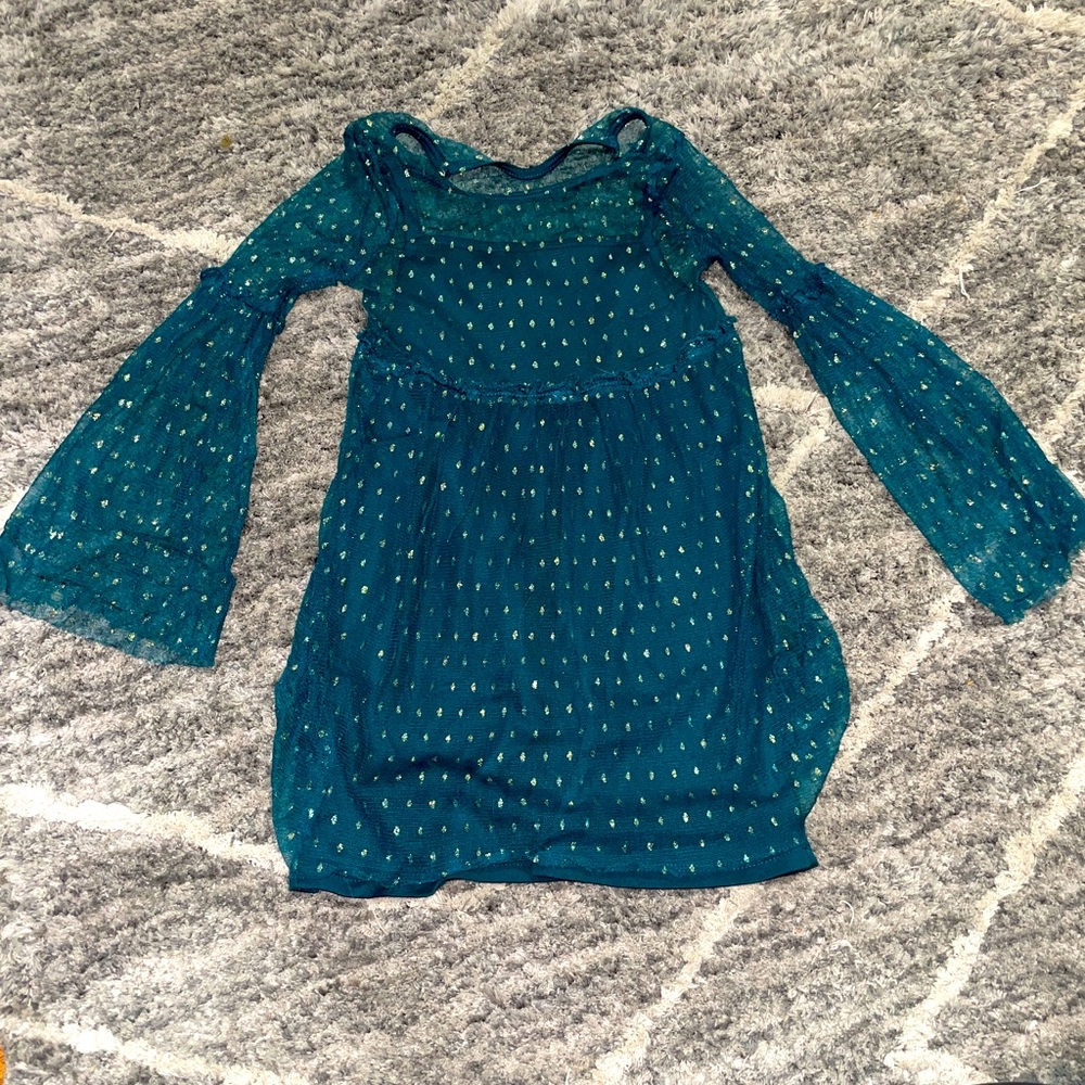 Art Class Green and Gold Metallic Dress
